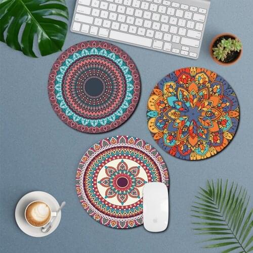 Mouse Pad Waterproof PU Leather Round Shape Mousepads Desk Mat Office Gaming Mouse Pad for Laptop Compute Mat 22*22cm