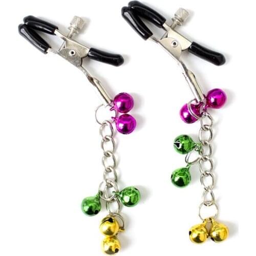 Nipple clamps chain bells shaking milk stimulate for couple women breast clitoris clip massage Night Lover Game sex toys