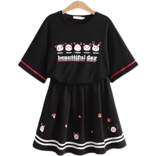Women Black Sweet Skirt Set Hight Waist Mini Pleated Skirts And Short Sleeve Cotton T Shirts 2021 Summer 2 Piece Set Clothes