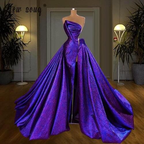 Purple Overskirt Prom Dresse Side Split Evening Gowns Sweep Train Formal Dress Evening Gowns Red Carpet Runway Gowns Robes