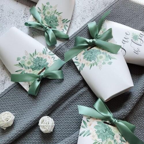 10PCS Wedding Gift Packing Bags Candy Dragee Cookie Cardboard Gift Boxes Birthday Chocolate Cake Bonbonniere Wrapping Paper