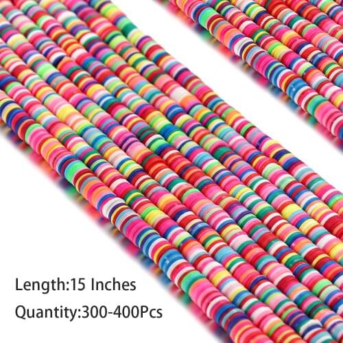 15Inches About 300-400Pcs 6mm Polymer Clay Bead Mixed Color Chip Disk Loose Spacer Beads For DIY Jewelry Making Bracelet
