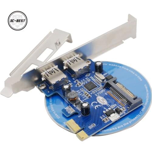 2 Port USB 3.0 PCI Express PCI-E Card Adapter+ Front Panel Expansion Bay PCIN0302