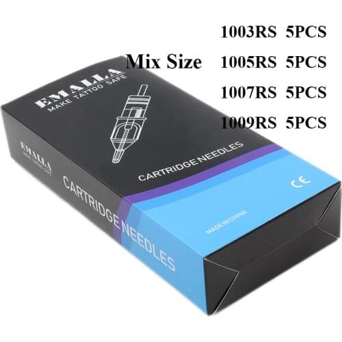 20PCS Mix 1203RS 1205RS 1207RS 1209RS Size Tattoo Cartridge Needles Round Shader #12(0.35mm ) Permanent Makeup Tattoo Needles