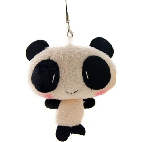 2018 Super Kawaii 8CM Lover Panda Small Plush Stuffed Toy Doll Pendant Key Chain Doll Bouquet Plush Doll Toy