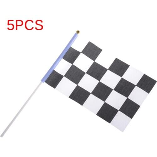 5Pcs Black And White Flag Checkered Racing Banner Polyester Flags Hand Signal Flags
