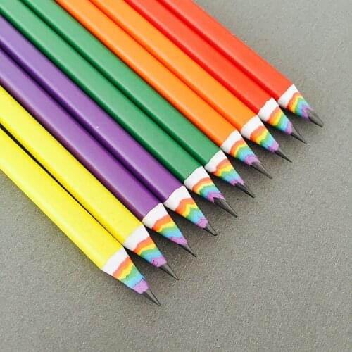 50pcs New Colorful Rainbow Pencil Drawing Pencil For School Office Creative Stationery Paper Pencils Kids Gift Set Wholesale