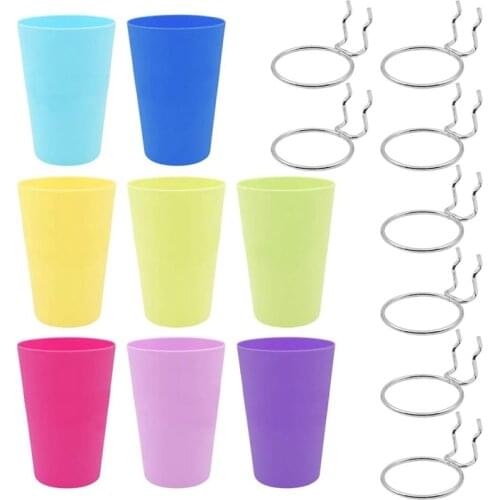 8 Sets Pegboard Bins with Rings Ring Style Pegboard Hooks with Pegboard Cups Pegboard Cup Holder Accessories (8 Colors)