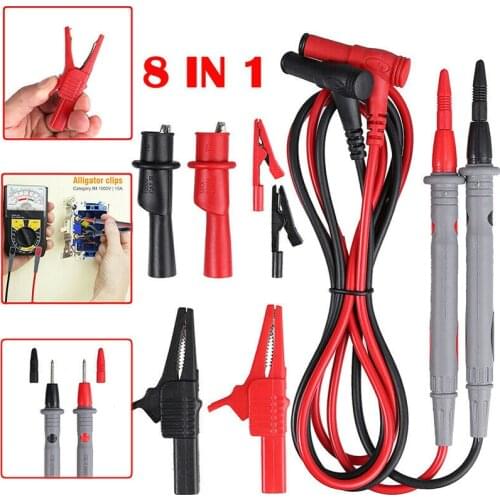 8pcs Measuring Device Universal Multimeter Test Leads Probes Cables Alligator Clips Set Electrical Instrument Parts