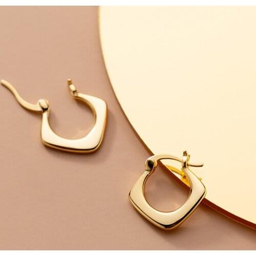 925 Sterling Silver Square Hoop Earrings for Women Elegant Party Circle Huggies Ear Nail Charm Jewelry Accessories