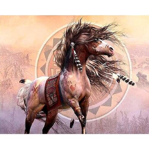 Full Square/Round Drill 5D DIY Diamond Painting "Horse & feathers" 3D Embroidery Cross Stitch 5D Rhinestone Home Decor gift