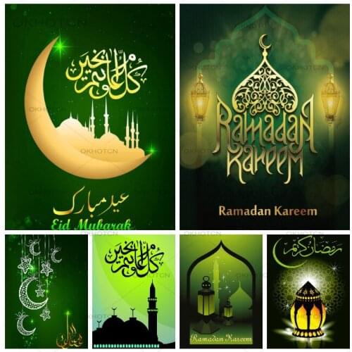 Green Ramadan 5D Diy Diamond Painting Religious Cross Stitch Islam Muslim Holy Festival Diamond Embroidery Mosaic Rhinestone