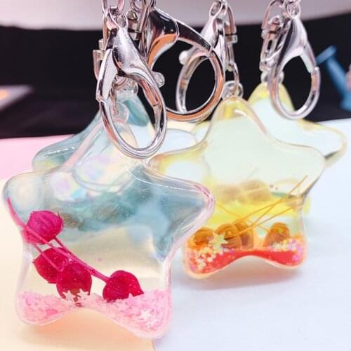 Keychain Fashion Stereo key Ring Creative Mobile Phone Bag Car Pendant Keychain Transparent Cute Scallops Star Shaped G