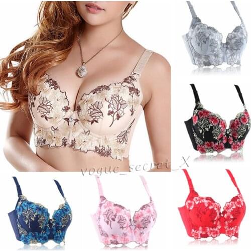 YANDW retro embroidery bra Floral push up women bra underwear sexy lingerie cotton Elegant Quality brassiere A B C D 70 75 80 85