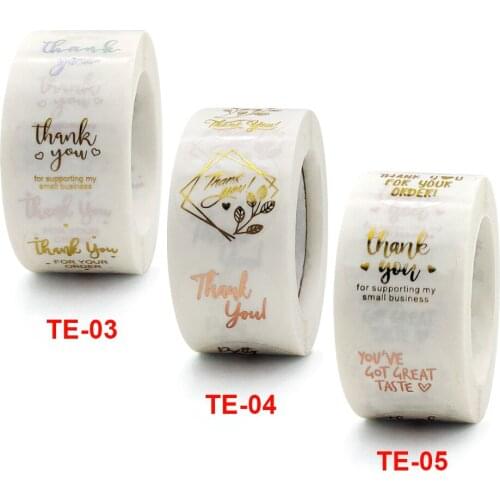 Color stamping thank you sticker transparent dragon rose gold laser gold self adhesive roll sticker envelope gift decoration