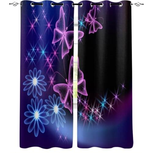 Butterfly Flowers Beautiful Window Curtains Home Decor Living Room Curtains Kitchen Drapes Panel Curtains for Bedroom