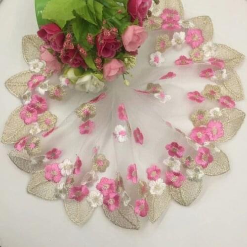 18cm Width Lace Fabric Transparent Gauze Mesh Lace Trim Golden Leaves Embroidered Fabric Cloth Craft DIY Accessories 10yards