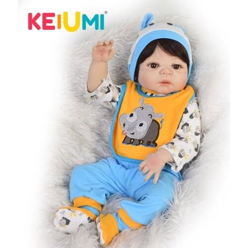 KEIUMI Reborn Baby Dolls Boy Full Body Silicone 23 Inch Lifelike Babies Doll For Toddler Realistic Boneca Reborn Birthday Gifts