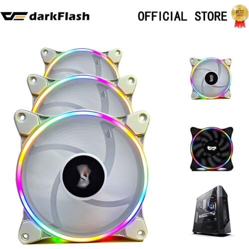 DarkFlash D1 PC Case Fan Cooler Rainbow LED Computer Case 12V Cooling Cooler 12cm Double Ring Quietly Easy Install Computer Fan