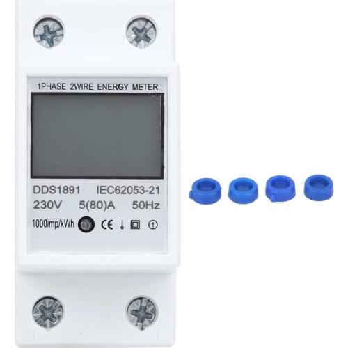 Rail Energy Meter High Accuracy Large Screen Multifunction Non-Backlight Single Phase Power Meter DDS1891 2P