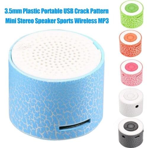 3.5mm Plastic Portable USB Crack Pattern Mini Stereo Speaker Sports Wireless MP3 Speakers Ourdoor Hiking Dancing Indoor Gaming