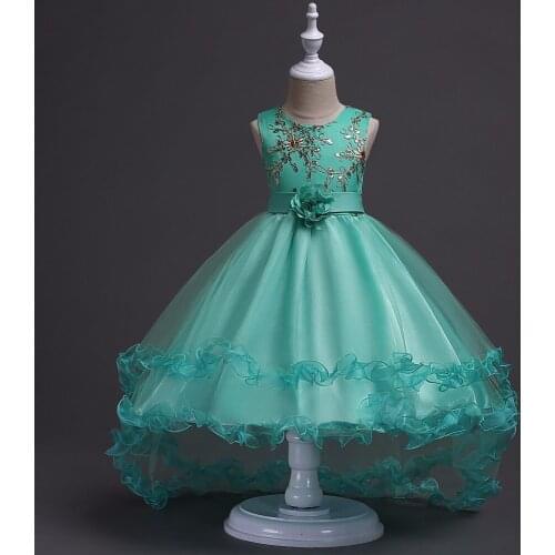 Flower Girl Dress Formal Pageant Wedding Easter Prom Gown Bridesmaid Dress Kids Green blue purple gray color