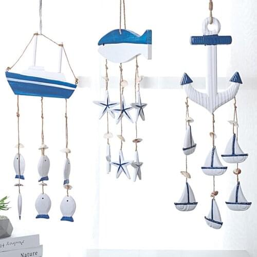 Mediterranean Sea Wind Chime Home Pendant Ornaments Gift Wooden Crafts Shell Conch Door Curtain home Decoration home decor