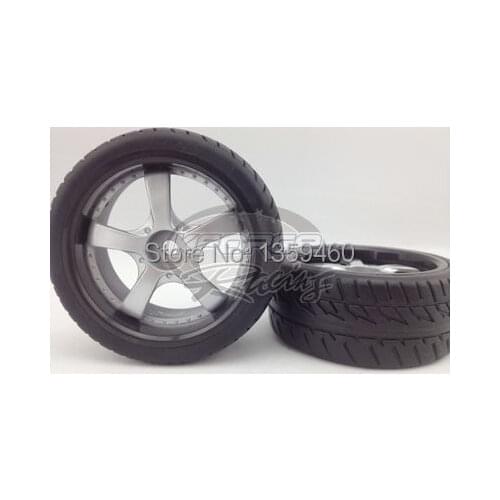 Pre-Glued 4pcs 1/10 Touring Tires Tyre Wheel Rim W5S2S(Painting Silver) 4mm offset fits for 1:10 Touring Car 1/10 Tire
