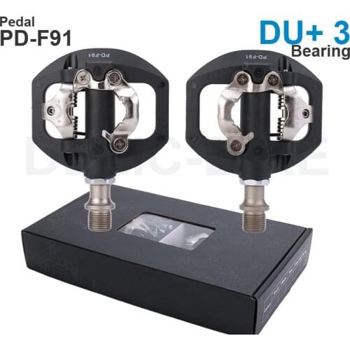 Promend SPD MTB Self-Locking Pedal PD-F91 3 Bearing Black with SPD Cleat Set Compatible with SHIMANO