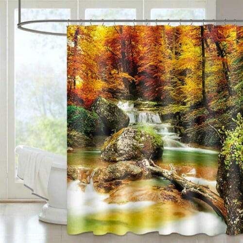 Terylene Shower curtain Bathroom Curtain Waterproof Digital Printing Landscape Space partition Curtain 12 Hooks 150/180*200cm