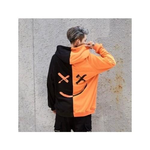 Men Hip Hop Hoodie Sweatshirt Smiley Graffiti Streetwear Harajuku Hoodie Pullover Oversized Spring Autumn Cotton Hoodie Loose