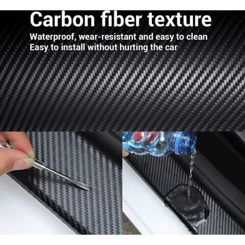 3M 3D Carbon Fiber Car Sticker DIY Paste Protector Strip Auto Door Sill Side Mirror Anti Scratch Tape Waterproof Protect Film