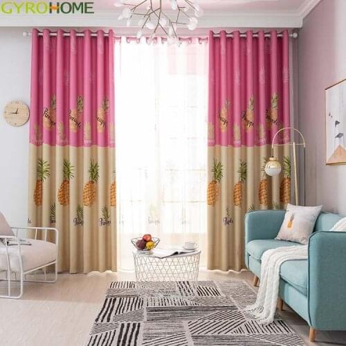 Modern Blackout Curtains Pineapple Print Polyester Curtain Window Blinds Drapes for Living Room Bedroom