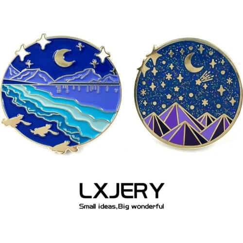 LXJERY Cartoon Enamel Starry Sky Pin Badge On Backpack Cute Brooch Pins For Clothes Broche For Women Girls Gift