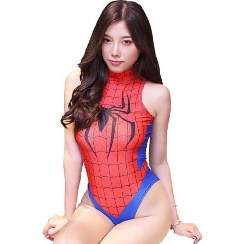 Women Sexy Bikini Spider Superhero Fantasy Cosplay Costumes Erotic Lingerie Bodysuit 3D Print Jumpsuit Swimwear
