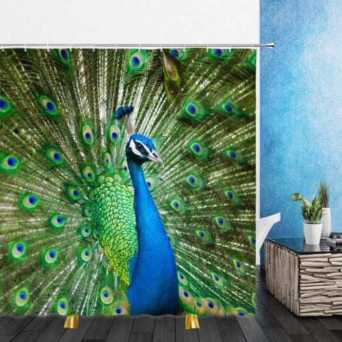 Animal theme Peacocks Cat Giraffe 3DPrint Shower Curtain Waterproof Bath Curtains Bathroom Home Bathtub Bathing With 12 pcs Hook