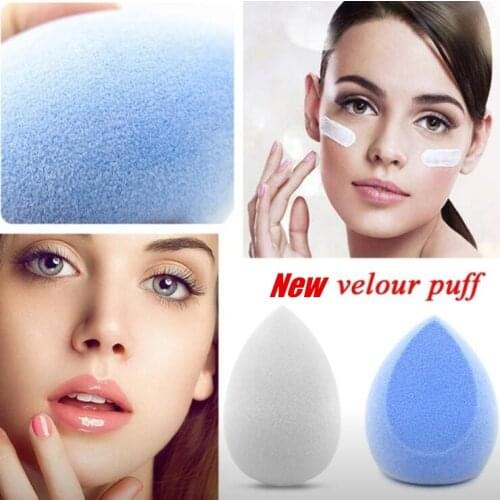 1Pc Water Drop Shape Cosmetic Puff Makeup Sponge Microfiber Fluff Surface Velour Puff Face Foundation Cream Blending Powder Puff