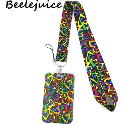 12sets Colorful Heart Love Key lanyard Car KeyChain ID Card Pass Gym Mobile Phone Badge Kids Key Ring Holder Jewelry Decorations