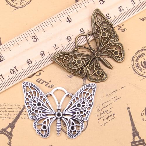 4pcs Charms hollow butterfly 48x38mm Antique Pendants,Vintage Tibetan Silver Jewelry,DIY for bracelet necklace