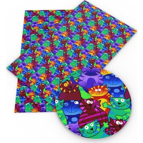 20*33cm Ordinary Rainbow Color Cat Faux Synthetic Leather Fabric For Bows Leather Sheets Crafts DIY Handmade Material,1Yc16196