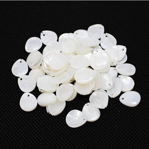 5PcsFashion Natural Shell Beads Leaf Shape White Color Beads For Jewelry Making Earring Bracelet Size 10x12mm Women Accessories