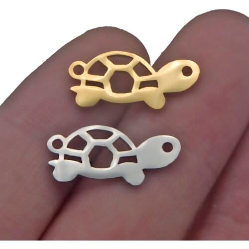 5pcs Stainless Steel Gold Plated Turtle Tortoise Charm Connector Jewelry Making Beach Bracelet Accessories Handmade DIY Necklace