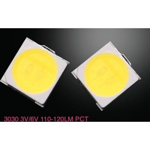 5000pcs/lot SMD 3030 Light Beads 100-110LM 1W Highlight 3V 6V White Warm White Natural White Light LED