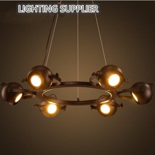 6/8 Head Black Color Loft Style Wrought Iron Pendant Light Industrial Vintage Coffee Shop Decoration Lamp Free Shipping