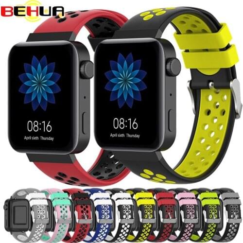 BEHUA 18mm Sport Wristband Band for Xiaomi Mi Smart Watch Silicone Bracelet Replacement for Mi Watch Correa Accessories Strap
