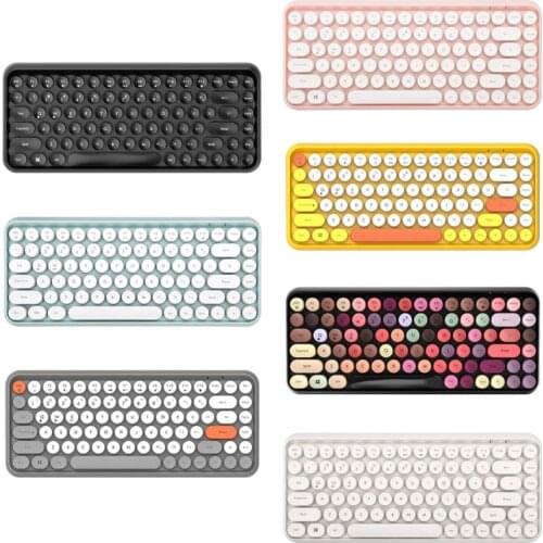 308i Wireless Bluetooth Keyboard Round Key Cap Gaming Keypad with 84 Keys for PC