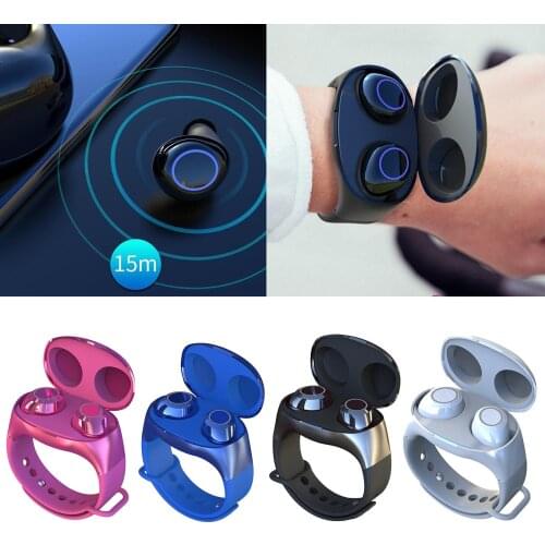 TWS Bluetooth 5.0 Earbuds True Wireless Stereo Sport In-Ear Mini Headsets Handsfree Call Protable Wristband Wearing