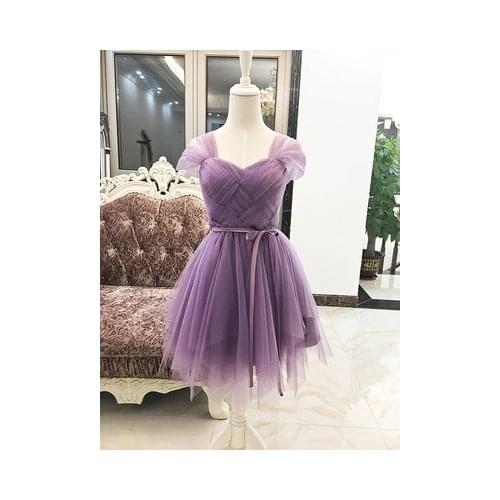 Fast Ship Sweet Memory Pink Blue White Champagne Bridesmaid Dresses Knee-Length Short Purple Grey Cheap Graduation Robes SW0030