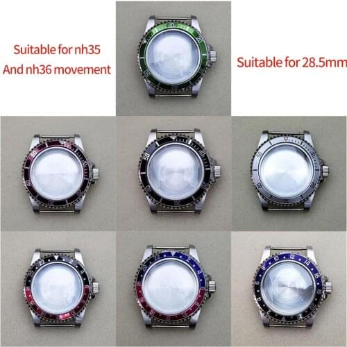 Stainless Steel Case 39.5mm Aluminum Bezel for Japanese NH35 NH36 Movement Watch Accessories