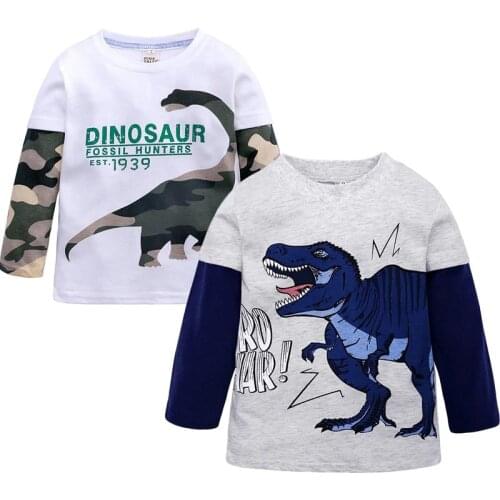 Kids Long Sleeves T-shirts Children Boys Girls Clothing Toddler Girls Boys Tops Tees Baby Dinosaur T Shirt Casual Clothes
